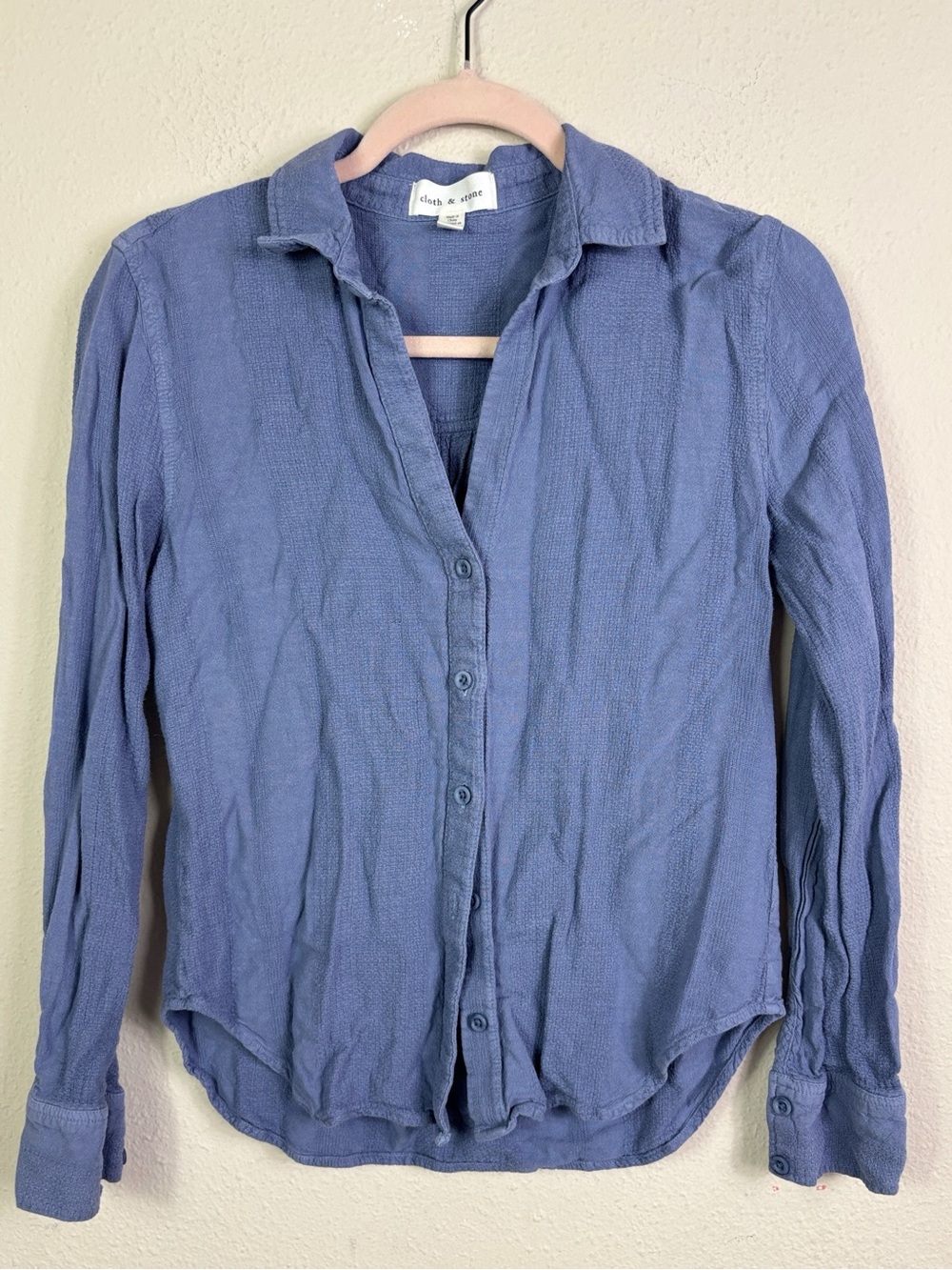 Cloth & Stone Lilac Long Sleeve Button Down Linen Blend Shirt size XS
